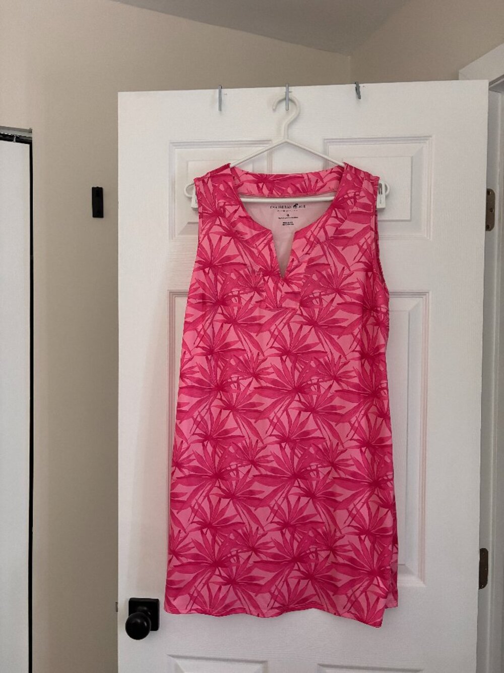 Pink Tropical Shift Dress | Sleeveless Resort & Vacation Dress (XL)
